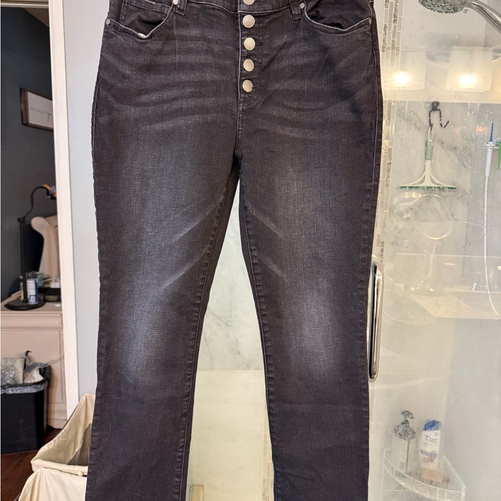 CAbi Button fly straight High Rise Jeans size 10 #4149 great condition!